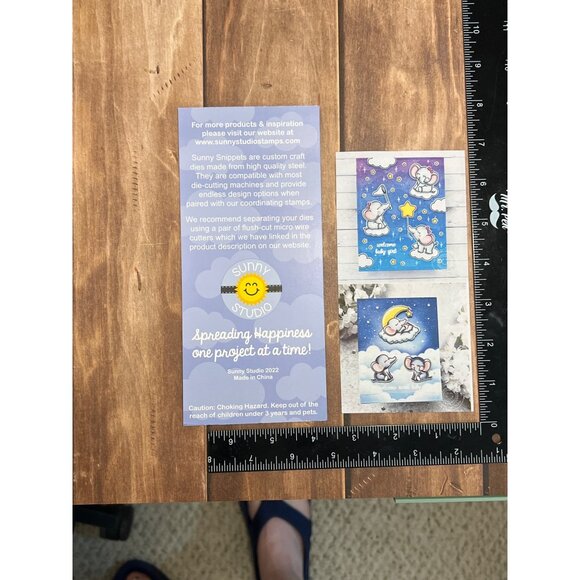 Sunny Studio Baby Elephant Clear Stamp & Die Set With Moon Stars Clouds - Picture 4 of 5